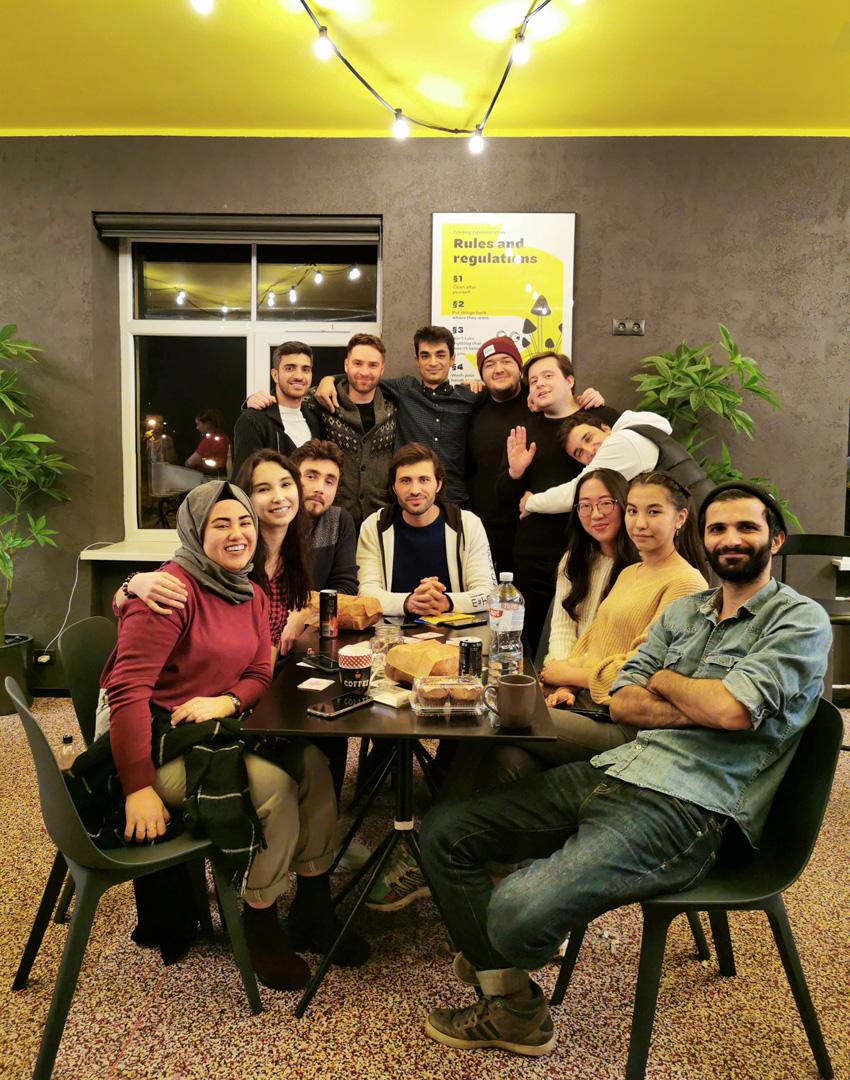 At birthday party with friends in hostel Duck Republic.